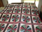 Quilt Bed Home Made Marron White Pinwheel 108x88 Lightweight Batting White Back