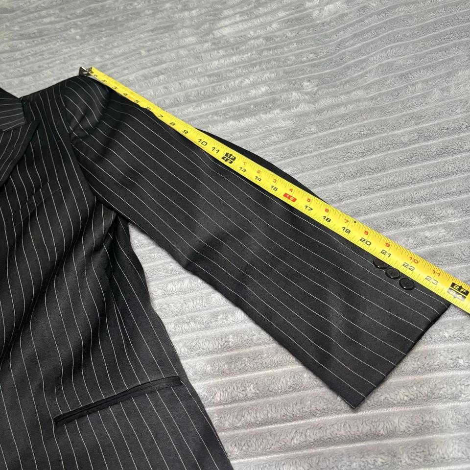 Stanley Blacker 2 piezas RN 58217 blanco rayas negro chaqueta y pantalón Foto 3 de 4