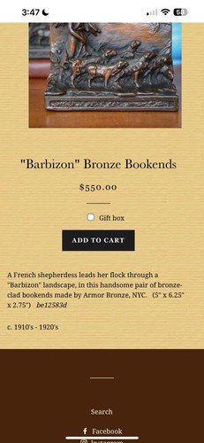 Antique Armor Bronze Barbizon French Shepherd Bookends 1910 - 1920’s Nyc Vintage - Picture 17 of 17