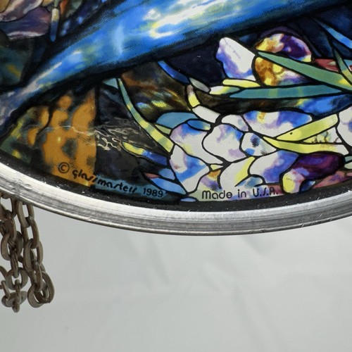 VTG 1989 GLASSMASTERS Louis C Tiffany Stained Glass Oval Suncatcher Waterfall - Picture 3 of 8