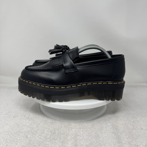 Dr. Martens Adrian Quad Black Platform Shoes Yellow Stitch Men’s Size 10 NEW - Picture 3 of 8