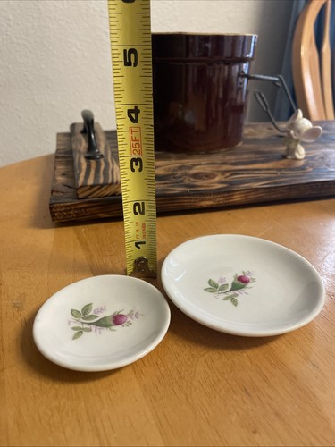 2 VTG White With Pink Flower Butter Pats Imperfect See Pictures 48 2 Sizes - Zdjęcie 7 z 7
