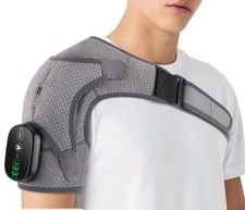 NIB Cordless Heating Vibrating Shoulder Massage Pad Brace Heat Therapy-Portable