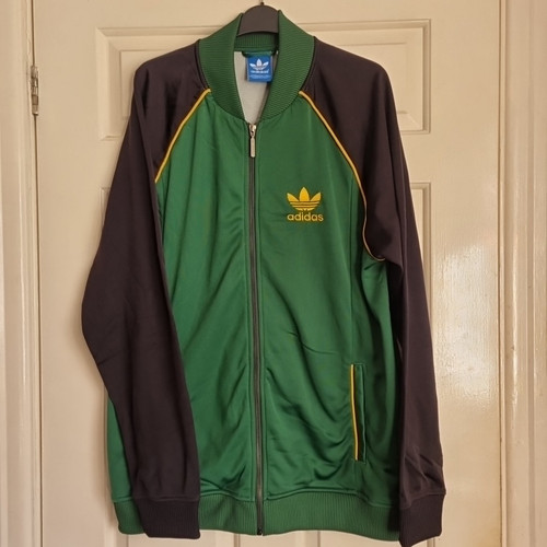 ADIDAS ORIGINALS VINTAGE TRACK SUIT TOP SIZE XL 44" Green Yellow Jamaica Jacket - Picture 1 of 16