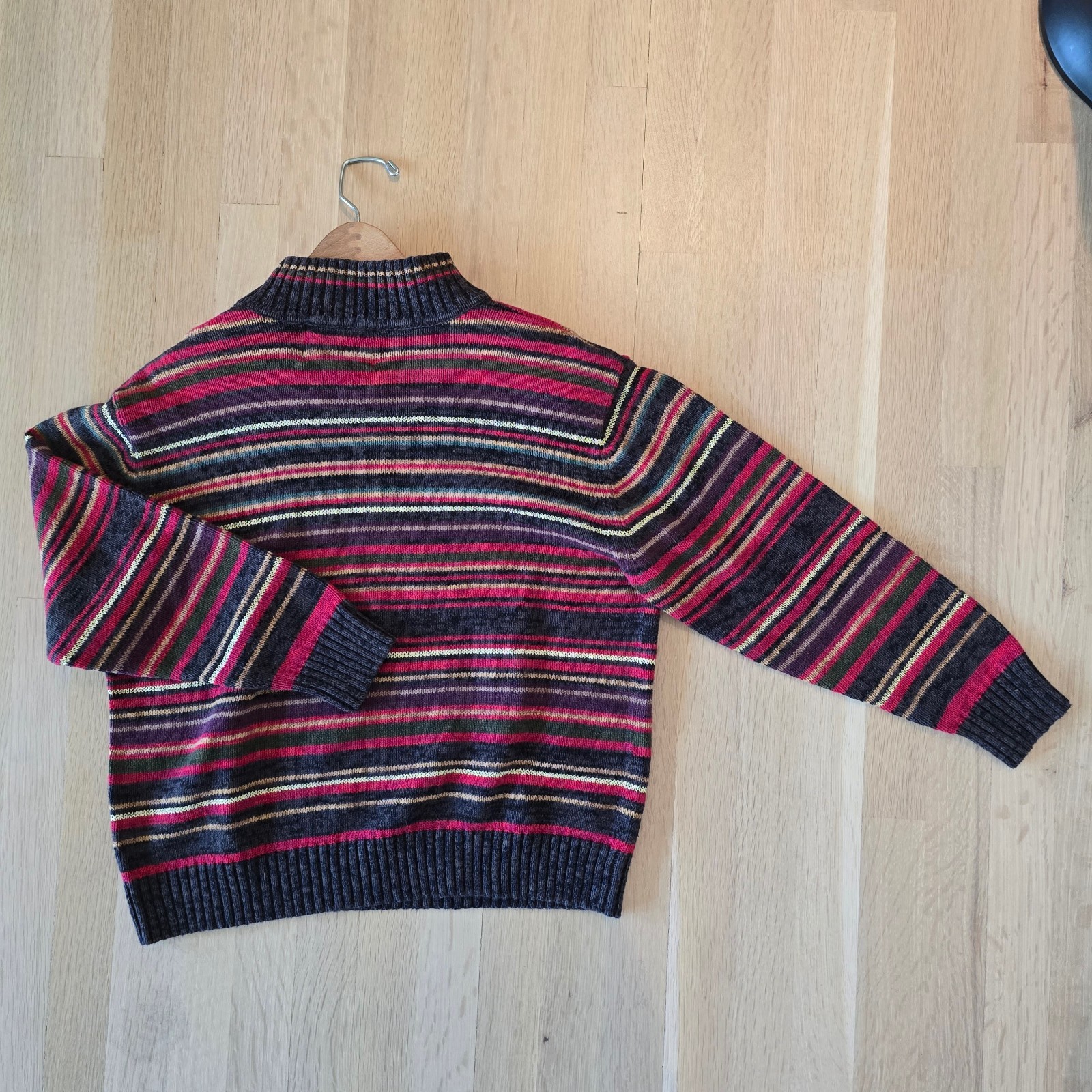 Tiara International Vintage Multicolor Striped Sweater Women's Size Large 2002