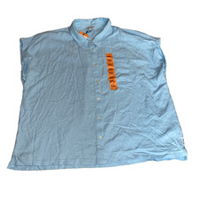 Orvis Women's Button-Up Short Sleeves Chest Pocket Blouse, Blue, Size XXL New