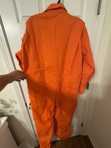 Red Kap Coverall Men 44 Reg Twill Work Uniform CT100R4 Orange Prisoner Mechanic - Picture 6 of 8