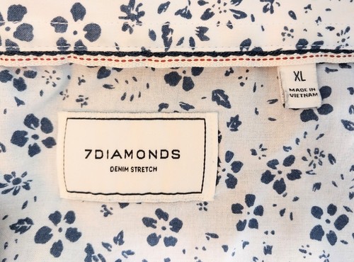 7 Diamanten Button Down Hemd Kurzarm Blau Denim Stretch Damen XL - Bild 9 von 11