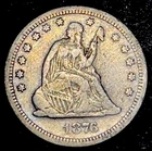 1876 S Seated Liberty Silver Quarter 25c Obsolete Type Coin