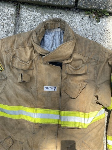 Firefighter Janesville Lion Apparel Turnout Bunker Coat 44 X 32 2005 Tan - Picture 3 of 13