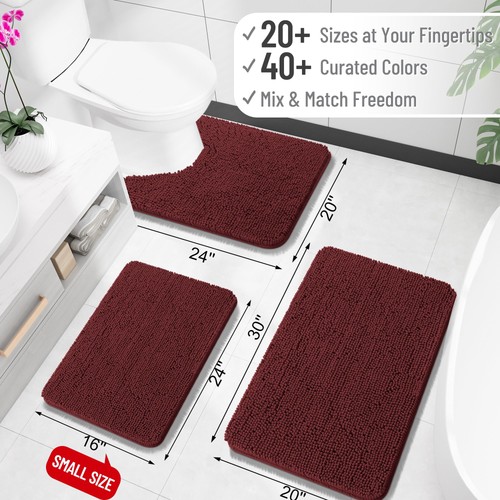 Tappeti Bagno 24x16, Tappeti Bagno in Ciniglia Extra Morbidi Assorbenti, Supporto in Gomma... - Foto 2 di 7
