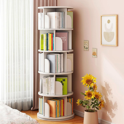 Lehom 5 Tier Rotating Bookshelf, 360° round Spinning Bookcase, Floor Standing... - Picture 11 of 12