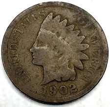 1902 Indian Head Cent Penny Good Condition 1c One Cent US Coin- 0916
