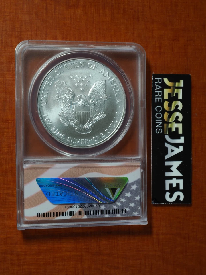 2007 $1 AMERICAN SILVER EAGLE ANACS MS70 FLAG LABEL - Image 2 of 2