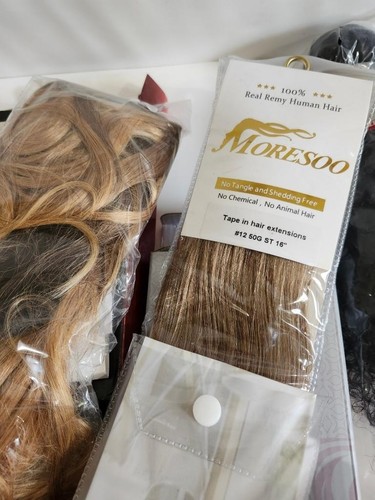 ENORME Lote de Extensiones de Cabello Humano Surtidas Mezcla de Estilos Colores y Longitudes - Imagen 4 de 13