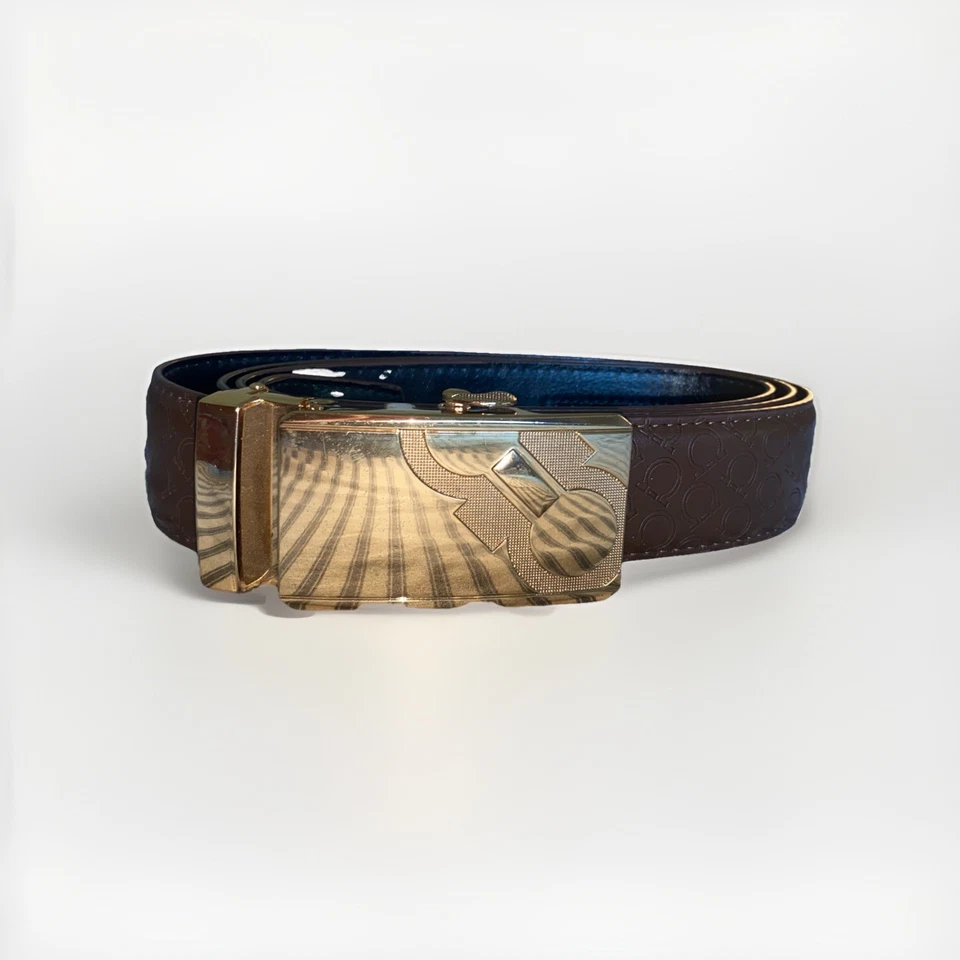 Cinturón Ferragamo Hebilla Dorada Correa Marrón 54/1350 Foto 2 de 4