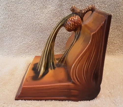 ANTQ Roseville Pinecone Tree Branch Art Deco Pottery Bookend (1)Single Piece USA