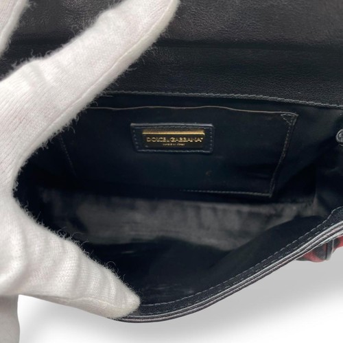 Bolso de Mano DOLCE & GABBANA Leopardo Negro Rojo Dorado Logo Placa Mujeres de Japón - Imagen 9 de 24