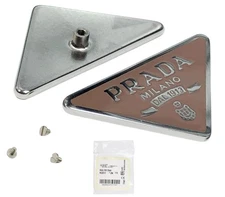 PRADA 13ZS 14ZS Dusty Rose /Silver Replacement Side Icon Logo Genuine W/Screws