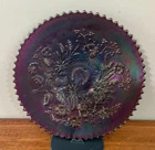 Vintage Carnival Glass “Good Luck” Horseshoe Bowl Ruffled Edge Iridescent 9"