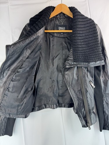 Only True Streetwear Women’s Motorcycle Repeat Tube Leather Jacket Sz XL Read - Picture 2 of 12