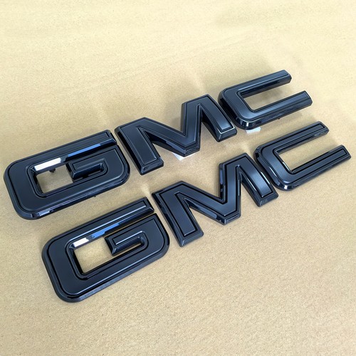 2x OEM Grille Tailgate GMC Emblem fits Badge 2019-25 Sierra 2023-25 Canyon Black - Picture 10 of 12