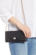 BNWT Ted Baker ALAINE Black Bow Leather Purse on Chain Crossbody Bag RRP £99