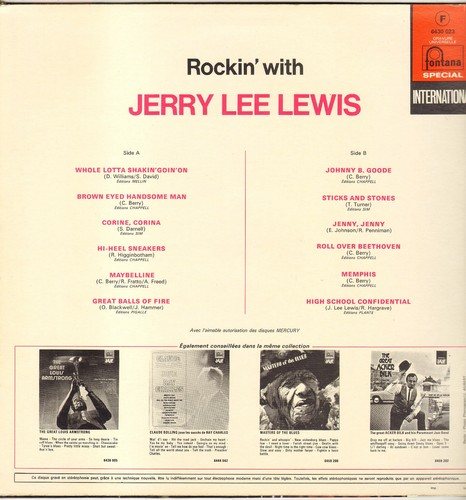 JERRY LEE LEWIS "ROCKIN' WITH" LP 1972 FONTANA 6430 023 - Picture 2 of 3