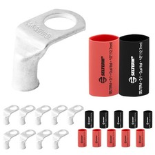 SELTERM 10pcs - 6 AWG 3/8 Wide Pad Stud- 90  Bent Battery Lugs- Ring Terminal...