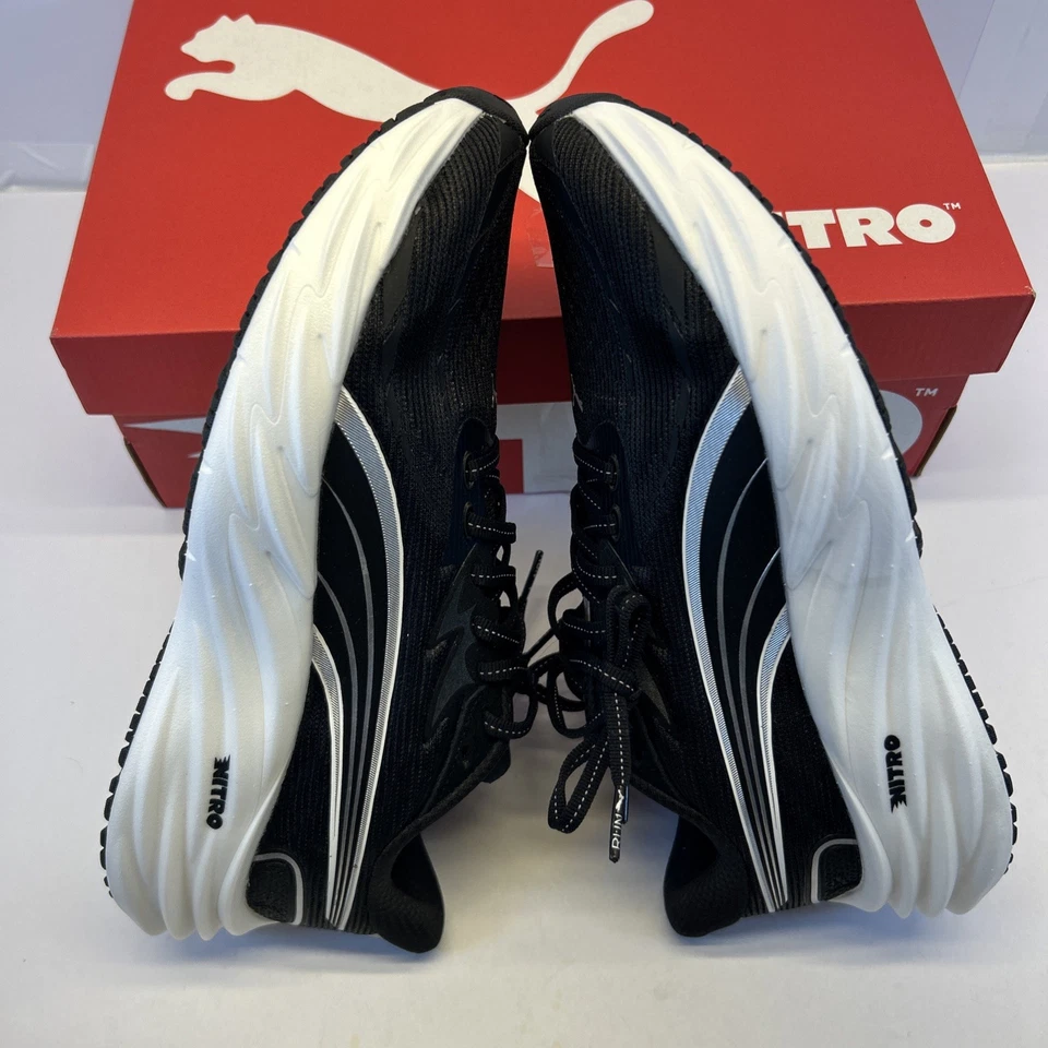 Puma Velocity Nitro 4 Running Shoe Unisex Men 8 Women 10 Black/Silver/White New - Image 4 of 4