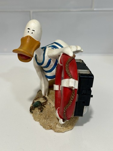 Vintage Unique Beach Duck BobbleHead Alarm Clock 5" Tall With Battery - Picture 8 of 11