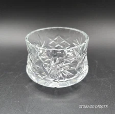 VTG Crystal Cut Wine Bottle Coaster Holder Etched Clear Tabletop Bar Decoration