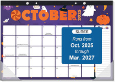 Desk Calendar 2025-2026, 18 Months from Oct. 2025 to Mar. 2027, 17"X12" Academic