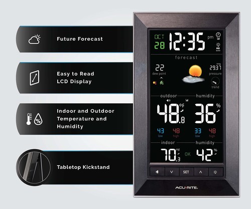 Digital Vertical Weather Forecaster with Indoor/Outdoor Temperature, Humidity... - Picture 4 of 6