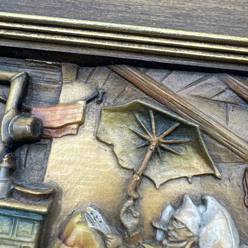 ANRI The Poor Poet Carl Spitzweg Wall Relief Plaque Hanging Vintage 6.5" x 7.25" - Picture 4 of 8