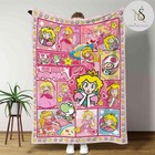 Personalized Super Mario Princess Peach Blanket,Peach Birthday Girl Home Blanket
