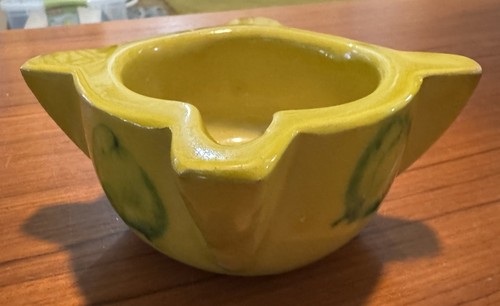 Vintage Traditional Spanish Yellow Ceramic Pottery Mortar Yellow and Green Glaze - Picture 4 of 5