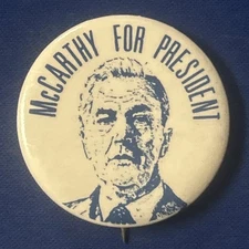 McCarthy For President drawing  1 1/2” pinback button pi