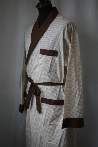 Vintage 70er Tootal Menswear braun Baumwollmix Morgenmantel Morgenmantel Große 42 Revival - Bild 11 von 21