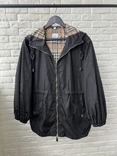 Burberry London Nylon Zip Hooded Parka Checked Jacket Women's Size IT40 US6