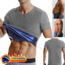 Men Sauna Shirt Sweat Suit Short Sleeve Weight Loss Body Shaper ExerciseT-Shirt