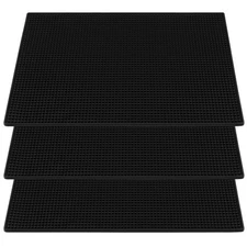 3 Pack 18 x 12 Inch Black Rubber Bar Spill Mat - Slip Resistant Countertop, H...