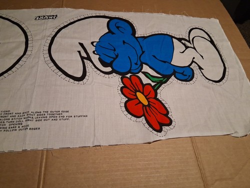 SMURF Fabric Panel Cut & Sew Pillow Peyo Brand Panel 44" X 17" - Picture 7 of 7