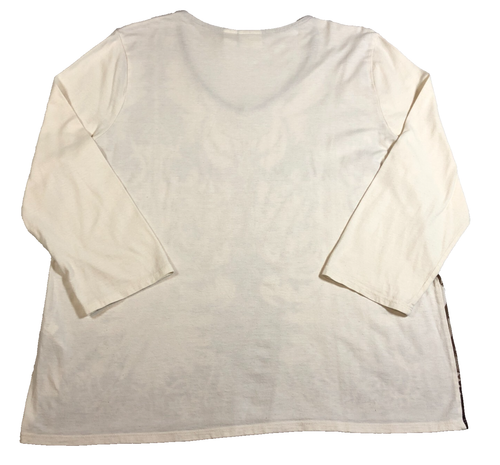 Zenergy by Chicos Womens Top Sz 2 US L Ivory Brown Floral V-Neck 3/4 Sleeve NWOT - Picture 5 of 13