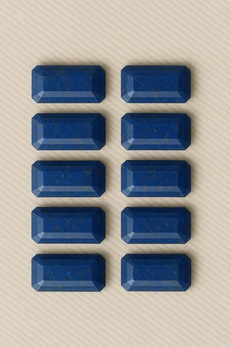 Piedra preciosa de corte rectangular de lapislázuli para diseños de joyas elegantes modernos azules profundos - Imagen 8 de 9