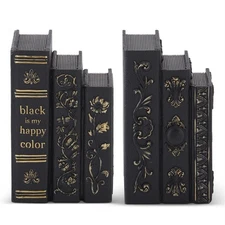 K & K Interiors - Black & Gold Stacked Spell Books - 42560A