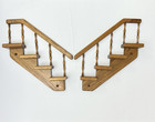 Vintage Handmade Pair Of Solid Wood Staircase Wall Shelves With 4 Steps