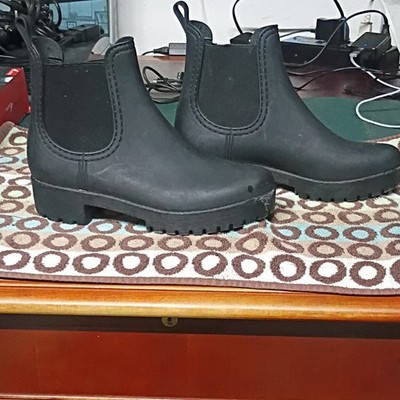 Jeffrey Campbell Black Chelsea Ankle Boots Slip-On Round Toe Elastic Gore