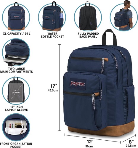 Mochila JanSport Cool, con funda para portátil de 15 pulgadas - negra - Imagen 3 de 4