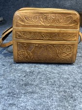 tooled leather purse mexican roses pockets sun boho